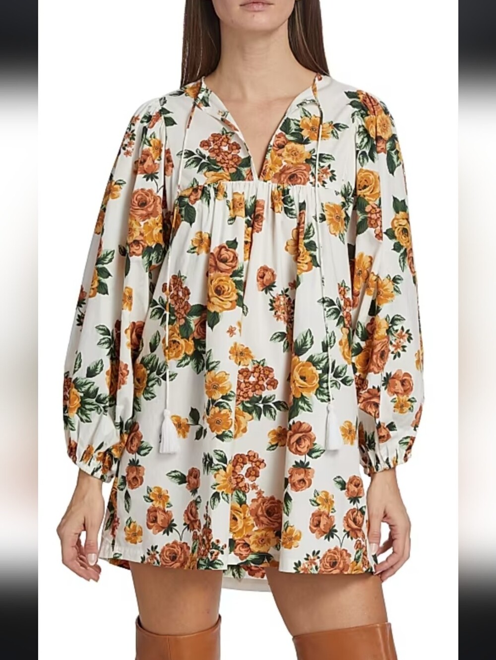 Mille Floral Print Babydoll Dress M 100% Cotton